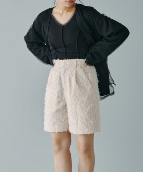 terrace(テラス)の「フリンジジャカードショートパンツ(その他パンツ・レディース・オールドローズ系/アイボリー/ブラック・MEDIUM)」の5枚目の写真