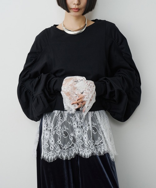 LA BELLE ETUDE(ラベルエチュード)の「ボリュームデザインギャザーTOPS(Tシャツ/カットソー・レディース・ブラック/ライトパープル/ネイビー/ホワイト・FREE)」の3枚目の写真