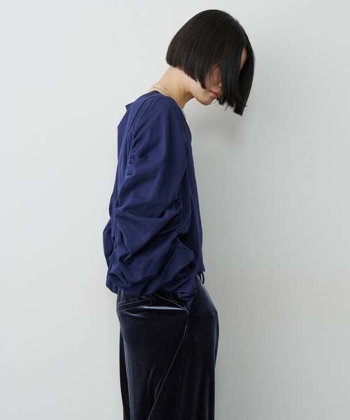 LA BELLE ETUDE(ラベルエチュード)の「ボリュームデザインギャザーTOPS(Tシャツ/カットソー・レディース・ブラック/ライトパープル/ネイビー/ホワイト・FREE)」の21枚目の写真