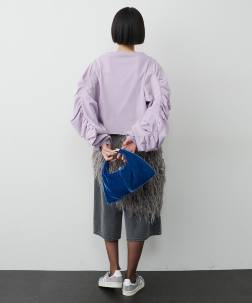 LA BELLE ETUDE(ラベルエチュード)の「ボリュームデザインギャザーTOPS(Tシャツ/カットソー・レディース・ブラック/ライトパープル/ネイビー/ホワイト・FREE)」の19枚目の写真