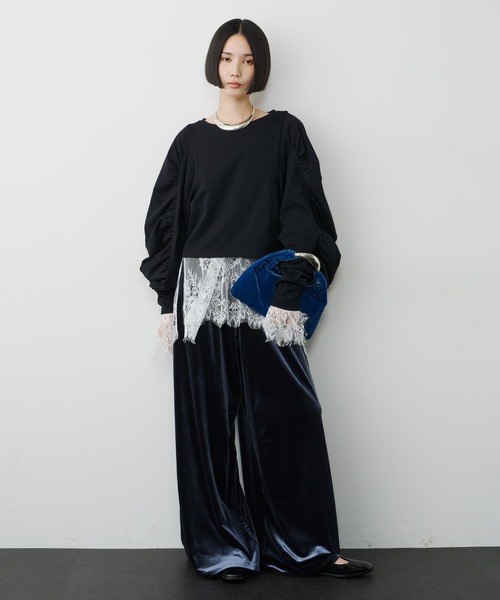 LA BELLE ETUDE(ラベルエチュード)の「ボリュームデザインギャザーTOPS(Tシャツ/カットソー・レディース・ブラック/ライトパープル/ネイビー/ホワイト・FREE)」の8枚目の写真