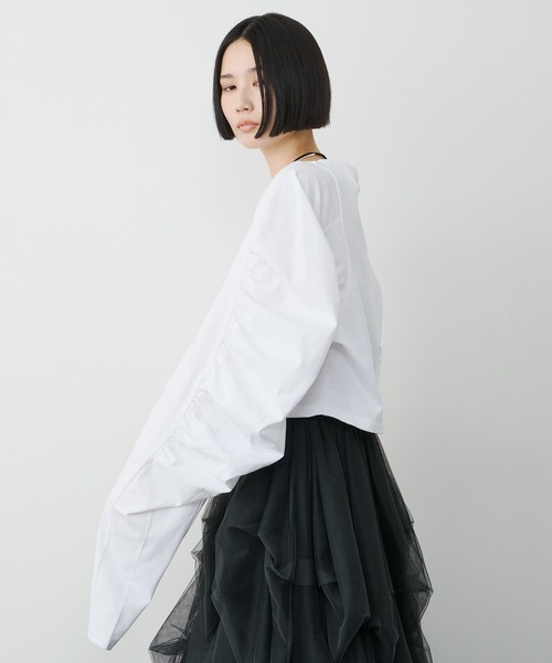 LA BELLE ETUDE(ラベルエチュード)の「ボリュームデザインギャザーTOPS(Tシャツ/カットソー・レディース・ブラック/ライトパープル/ネイビー/ホワイト・FREE)」の13枚目の写真