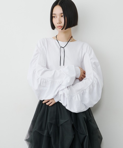 ボリュームデザインギャザーTOPS（Tシャツ/カットソー）｜LA