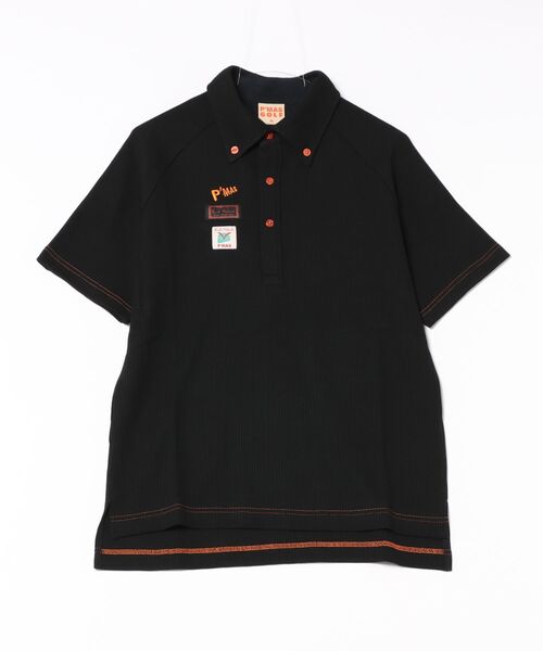 〈新品〉Karl Helmut カールヘルム【L】ポロシャツ 黒 ブラック P'MAS×Karl Helmut】ワッフルポロシャツ(ポロシャツ)|KARL