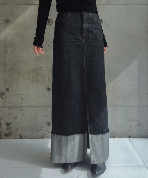 ZOZOMARKET by RIKA-ロールアップデニムロングスカート（デニム