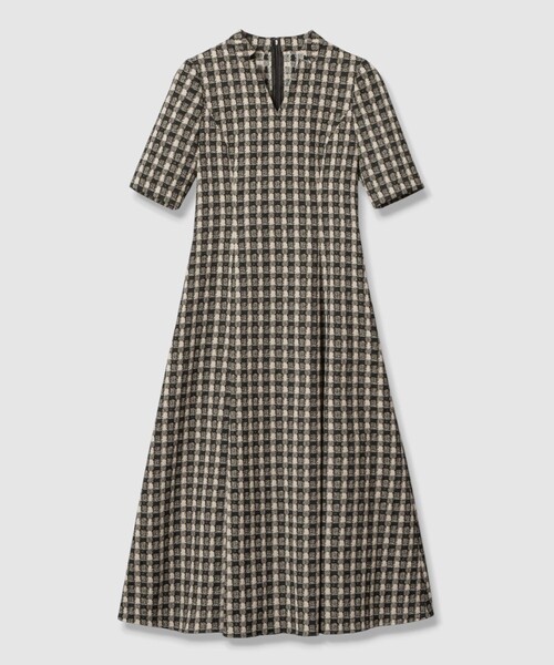 ANAYI（アナイ）の「【セットアップ対応商品】ツイーディージャガードキーホールネック ワンピース（ワンピース・レディース・ブラック/ベージュ・38/36/34）」の12枚目の写真