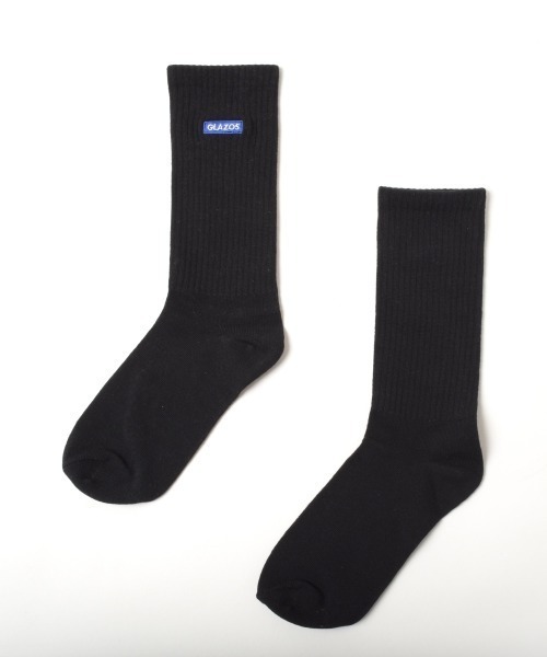 GLAZOS(グラソス)の「【大人向けサイズあり】クルー丈BOXロゴ刺繍ソックス3足セット(ソックス/靴下・キッズ・カラフル/ブラック・25-27CM/22-24cm)」の5枚目の写真