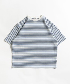 t8【MSGM】ボーダーフリンジクルーネックTシャツ/マルチカラー マルチボーダースピンドルTEE-shirt｜メンズファッション通販
