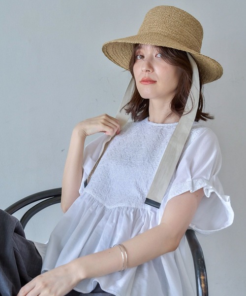 セール】フロント刺繍ハーフスリーブブラウス（シャツ/ブラウス