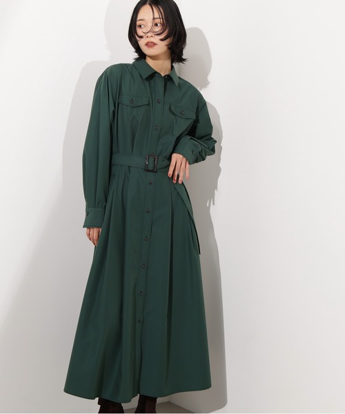 N.(N. Natural Beauty Basic)(エヌエヌナチュラルビューティーベーシック)の「【PS/低身長サイズ】タック入りシャツワンピース(ワンピース・レディース・グレー/ダークグリーン/ベージュ・MEDIUM/PS)」の3枚目の写真