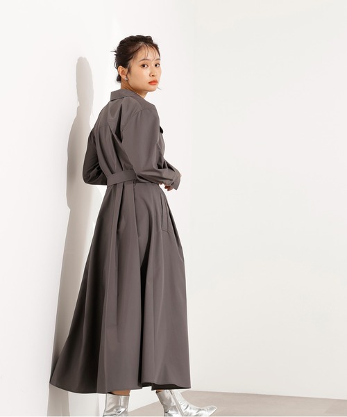 N.(N. Natural Beauty Basic)(エヌエヌナチュラルビューティーベーシック)の「【PS/低身長サイズ】タック入りシャツワンピース(ワンピース・レディース・グレー/ダークグリーン/ベージュ・MEDIUM/PS)」の7枚目の写真