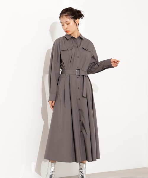 N.(N. Natural Beauty Basic)(エヌエヌナチュラルビューティーベーシック)の「【PS/低身長サイズ】タック入りシャツワンピース(ワンピース・レディース・グレー/ダークグリーン/ベージュ・MEDIUM/PS)」の8枚目の写真