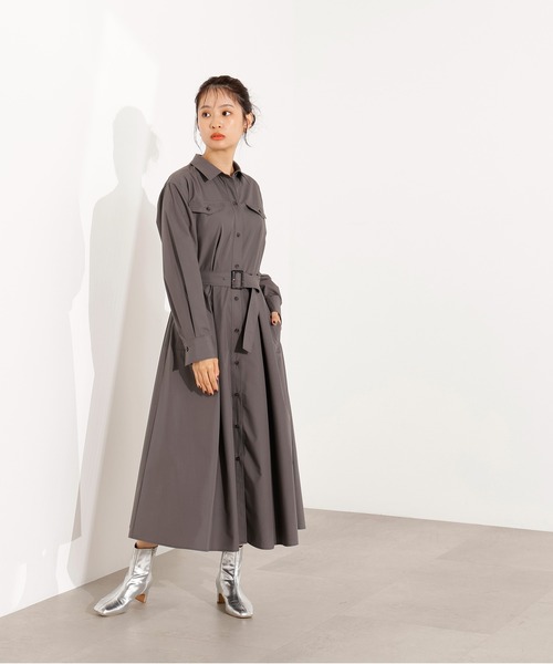 N.(N. Natural Beauty Basic)(エヌエヌナチュラルビューティーベーシック)の「【PS/低身長サイズ】タック入りシャツワンピース(ワンピース・レディース・グレー/ダークグリーン/ベージュ・MEDIUM/PS)」の10枚目の写真