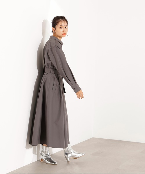 N.(N. Natural Beauty Basic)(エヌエヌナチュラルビューティーベーシック)の「【PS/低身長サイズ】タック入りシャツワンピース(ワンピース・レディース・グレー/ダークグリーン/ベージュ・MEDIUM/PS)」の12枚目の写真