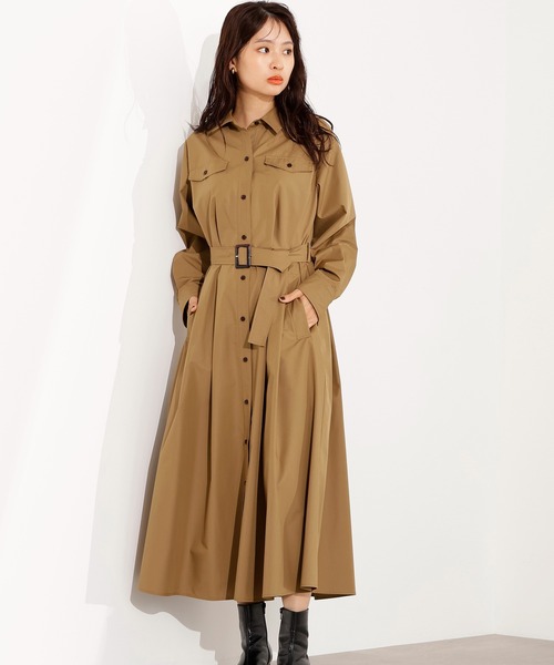 N.(N. Natural Beauty Basic)(エヌエヌナチュラルビューティーベーシック)の「【PS/低身長サイズ】タック入りシャツワンピース(ワンピース・レディース・グレー/ダークグリーン/ベージュ・MEDIUM/PS)」の14枚目の写真