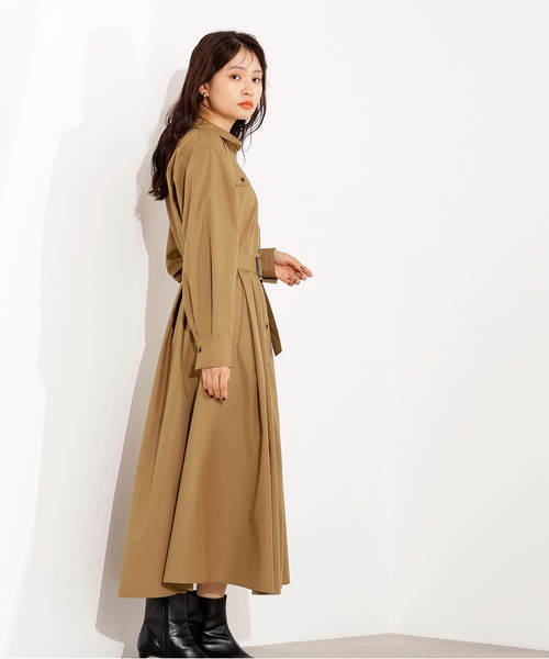 N.(N. Natural Beauty Basic)(エヌエヌナチュラルビューティーベーシック)の「【PS/低身長サイズ】タック入りシャツワンピース(ワンピース・レディース・グレー/ダークグリーン/ベージュ・MEDIUM/PS)」の15枚目の写真