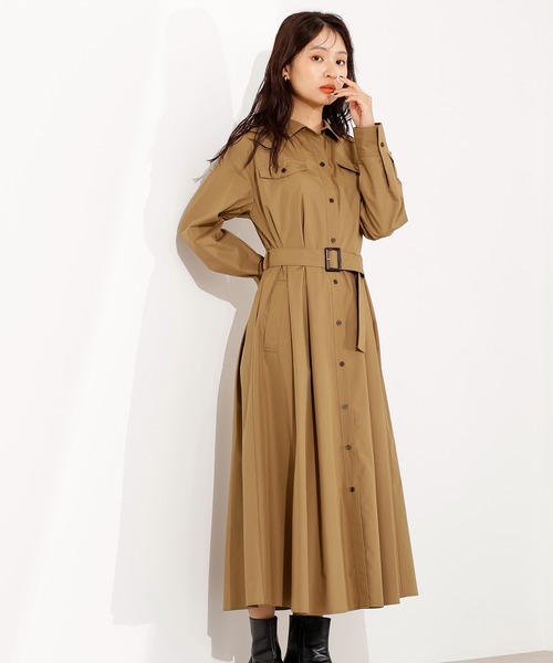 N.(N. Natural Beauty Basic)(エヌエヌナチュラルビューティーベーシック)の「【PS/低身長サイズ】タック入りシャツワンピース(ワンピース・レディース・グレー/ダークグリーン/ベージュ・MEDIUM/PS)」の17枚目の写真