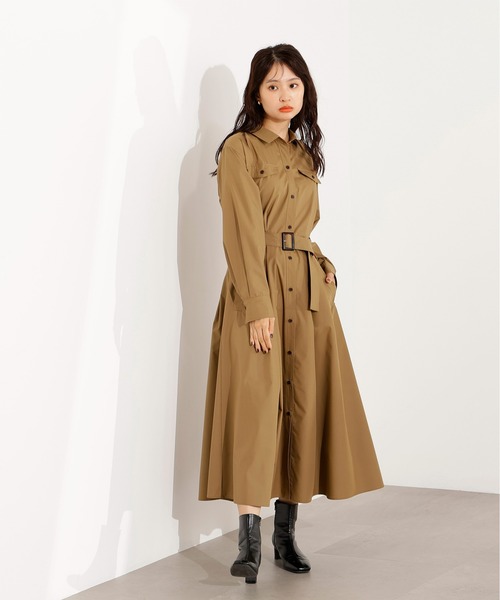 N.(N. Natural Beauty Basic)(エヌエヌナチュラルビューティーベーシック)の「【PS/低身長サイズ】タック入りシャツワンピース(ワンピース・レディース・グレー/ダークグリーン/ベージュ・MEDIUM/PS)」の18枚目の写真