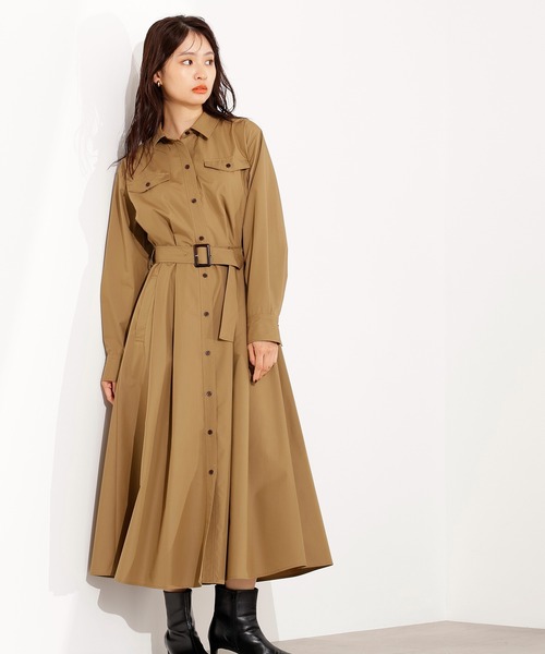 N.(N. Natural Beauty Basic)(エヌエヌナチュラルビューティーベーシック)の「【PS/低身長サイズ】タック入りシャツワンピース(ワンピース・レディース・グレー/ダークグリーン/ベージュ・MEDIUM/PS)」の19枚目の写真