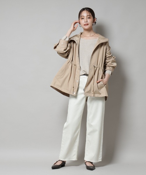 NANO universe（ナノユニバース）の「撥水加工フードブルゾン（ブルゾン・レディース・ブラック/ベージュ/モカ・FREE）」の7枚目の写真