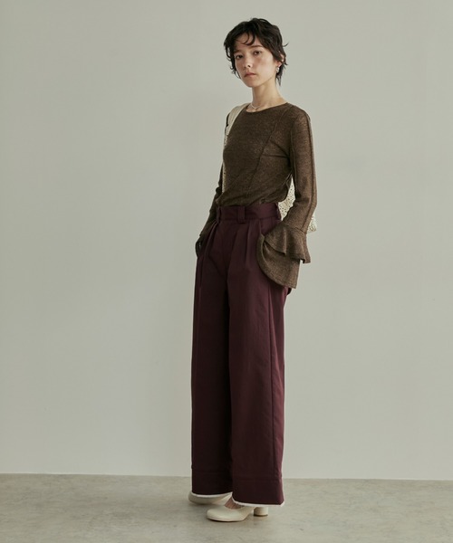 LOSCa(ロスカ)の「ラッフルスリーブカットソートップス(Tシャツ/カットソー・レディース・アイボリー/ブルー/ブラウン/ブラック・FREE)」の18枚目の写真