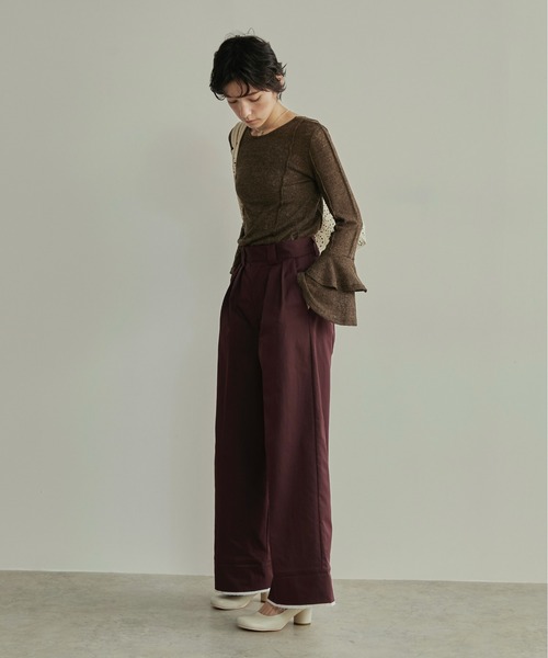 LOSCa(ロスカ)の「ラッフルスリーブカットソートップス(Tシャツ/カットソー・レディース・アイボリー/ブルー/ブラウン/ブラック・FREE)」の19枚目の写真