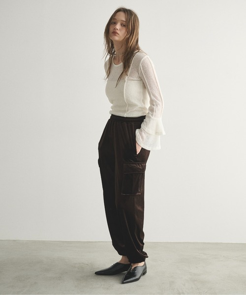 LOSCa(ロスカ)の「ラッフルスリーブカットソートップス(Tシャツ/カットソー・レディース・アイボリー/ブルー/ブラウン/ブラック・FREE)」の9枚目の写真