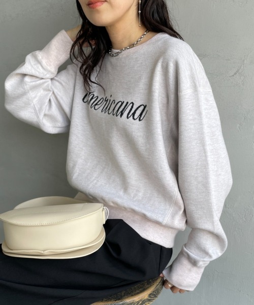 Americana/アメリカーナ] 別注 ショート丈 フロントロゴ スウェット