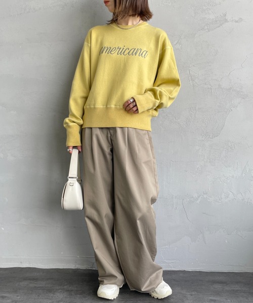 AMERICANA（アメリカーナ）の「[Americana/アメリカーナ] 別注 ショート丈 フロントロゴ スウェットライク クルーネックニット（ニット/セーター・レディース・イエロー/ネイビー/ピンク/アイボリー・ONE SIZE）」の8枚目の写真