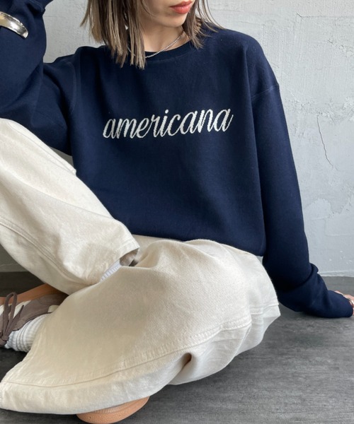 Americana/アメリカーナ] 別注 ショート丈 フロントロゴ スウェット