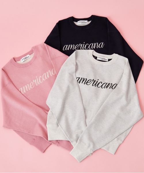 【期間限定値下げ中！】Americana ショート丈クルーネック ロゴスウェット AMERICANA（アメリカーナ） トレーナー スウェット × Firsthand