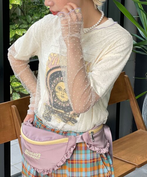 HELLO.SANFRANCISCO（ハローサンフランシスコ）の「【HELLO.SANFRANCISCO/ハローサンフランシスコ】サテンフリルコンビウエストBAG（ボディバッグ/ウエストポーチ・レディース・イエロー/パープル・FREE）」の22枚目の写真