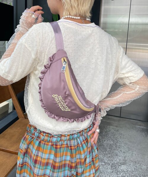 HELLO.SANFRANCISCO（ハローサンフランシスコ）の「【HELLO.SANFRANCISCO/ハローサンフランシスコ】サテンフリルコンビウエストBAG（ボディバッグ/ウエストポーチ・レディース・イエロー/パープル・FREE）」の16枚目の写真