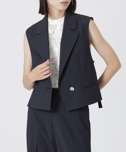 LOVELESS(ラブレス)の「ポプリンショートジレ(ベスト・レディース・ブラック/ブルー系その他7・36/34)」の2枚目の写真