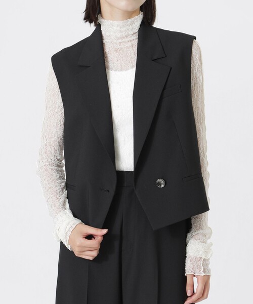 LOVELESS(ラブレス)の「ポプリンショートジレ(ベスト・レディース・ブラック/ブルー系その他7・36/34)」の1枚目の写真