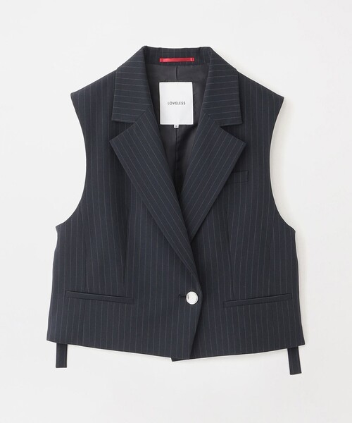 LOVELESS(ラブレス)の「ポプリンショートジレ(ベスト・レディース・ブラック/ブルー系その他7・36/34)」の4枚目の写真