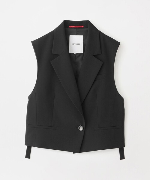 LOVELESS(ラブレス)の「ポプリンショートジレ(ベスト・レディース・ブラック/ブルー系その他7・36/34)」の3枚目の写真