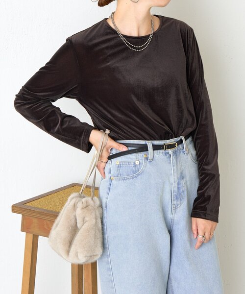 Jena espace merveilleux（ジェナ　エスパスメルヴェイユ）の「ベロアプルオーバー（Tシャツ/カットソー・レディース・ブラック/グレー/ベージュ・FREE）」の8枚目の写真