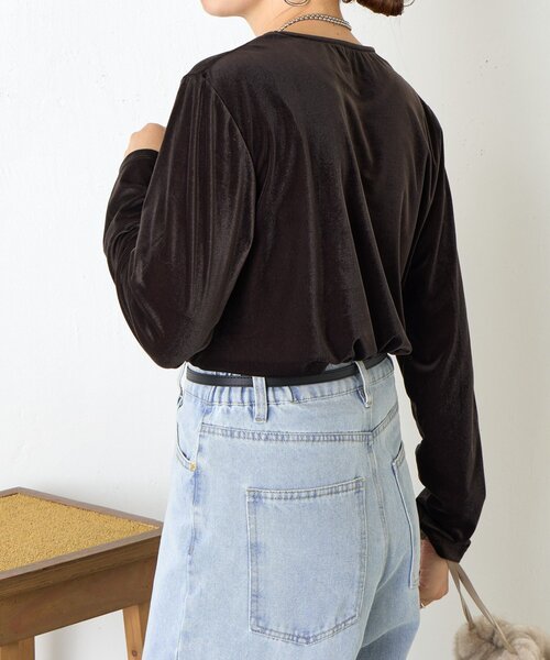 Jena espace merveilleux（ジェナ　エスパスメルヴェイユ）の「ベロアプルオーバー（Tシャツ/カットソー・レディース・ブラック/グレー/ベージュ・FREE）」の9枚目の写真