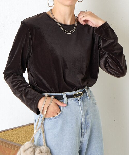 Jena espace merveilleux（ジェナ　エスパスメルヴェイユ）の「ベロアプルオーバー（Tシャツ/カットソー・レディース・ブラック/グレー/ベージュ・FREE）」の11枚目の写真
