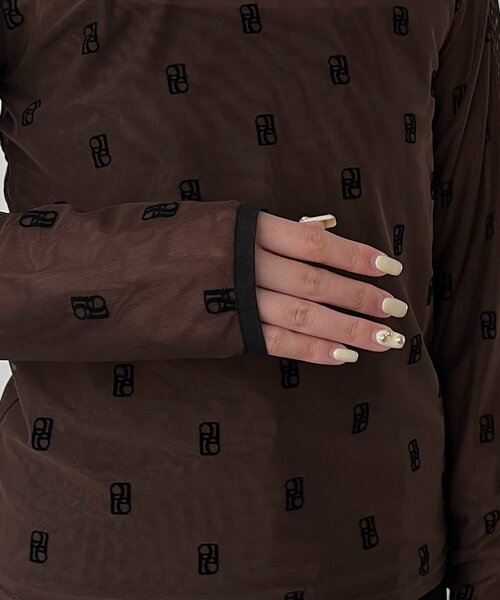 セール】【前後2WAY】2WAYモノグラムシアーTシャツ(Tシャツ セール】【前後2WAY】2WAYモノグラムシアーTシャツ(Tシャツ