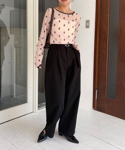 CAPRICIEUX LE'MAGE（カプリシューレマージュ）の「【前後2WAY】2WAYモノグラムシアーTシャツ（Tシャツ/カットソー・レディース・ベージュ/ブラウン・FREE）」の8枚目の写真