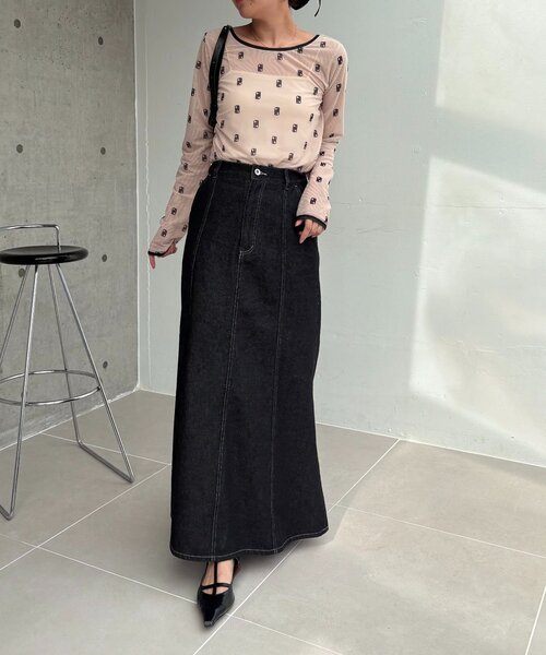 CAPRICIEUX LE'MAGE（カプリシューレマージュ）の「【前後2WAY】2WAYモノグラムシアーTシャツ（Tシャツ/カットソー・レディース・ベージュ/ブラウン・FREE）」の12枚目の写真