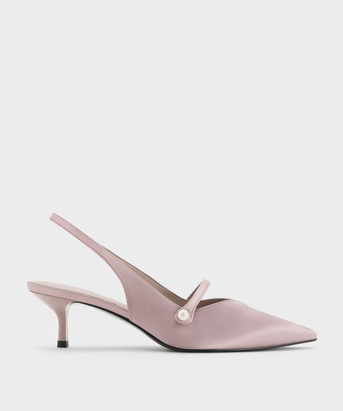 CHARLES & KEITH(チャールズ & キース)の「Helena ヘレナ パールスリングバックキトゥンヒール(パンプス・レディース・ブラウン系その他3/ブラック系その他7/スモークピンク・25cm/24.5cm/23.5cm/23cm/22.5cm/22cm/25.5cm)」の3枚目の写真