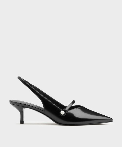 CHARLES & KEITH(チャールズ & キース)の「Helena ヘレナ パールスリングバックキトゥンヒール(パンプス・レディース・ブラウン系その他3/ブラック系その他7/スモークピンク・25cm/24.5cm/23.5cm/23cm/22.5cm/22cm/25.5cm)」の2枚目の写真