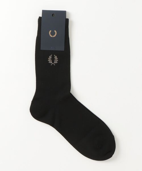 FRED PERRY（フレッドペリー）の「[FRED PERRY/フレッドペリー] ワンポイント刺繍ロゴ ミドルソックス（ソックス/靴下・メンズ・ホワイト/ブラック・25-27）」の2枚目の写真