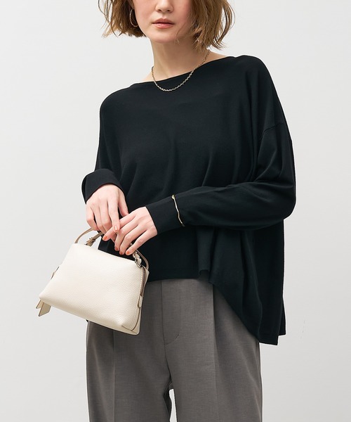 MICA&DEAL(マイカ&ディール)の「ハイゲージフレアニットプルオーバー(ニット/セーター・レディース・ワインレッド/ブラック/オフホワイト・FREE)」の2枚目の写真