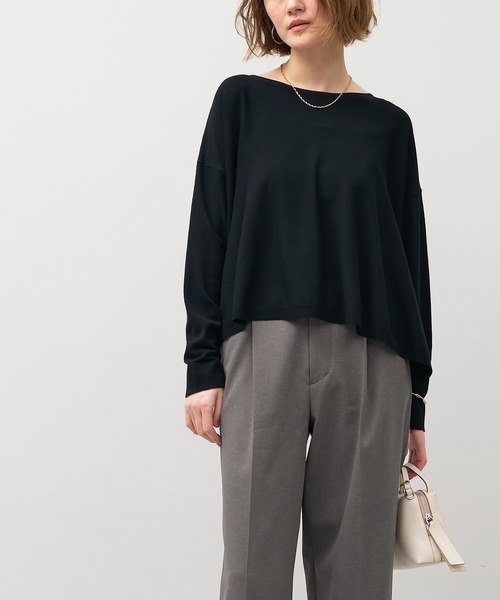 MICA&DEAL(マイカ&ディール)の「ハイゲージフレアニットプルオーバー(ニット/セーター・レディース・ワインレッド/ブラック/オフホワイト・FREE)」の10枚目の写真