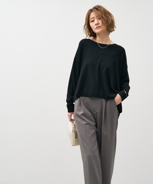 MICA&DEAL(マイカ&ディール)の「ハイゲージフレアニットプルオーバー(ニット/セーター・レディース・ワインレッド/ブラック/オフホワイト・FREE)」の12枚目の写真