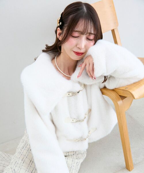 セール】ビット付きフワフワショートコート（その他アウター